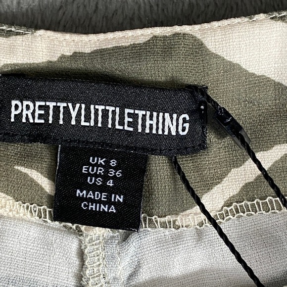 PrettyLittleThing Zebra Print Oversized Wide Leg High Waist Boho Trousers Sz 4 - Picture 3 of 15